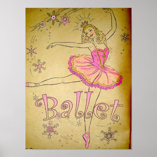 Vintage Ballerina Wall Poster (Voorkant)