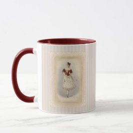 Vintage Ballerina Zachte Rode & Taupe Koffiemok Mok