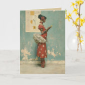 Vintage Ballet Elegantie  Kaart (Gele Bloem)