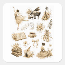 Vintage Balletmuziek Stickerblad