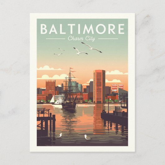 Vintage Baltimore Briefkaart (Voorkant)