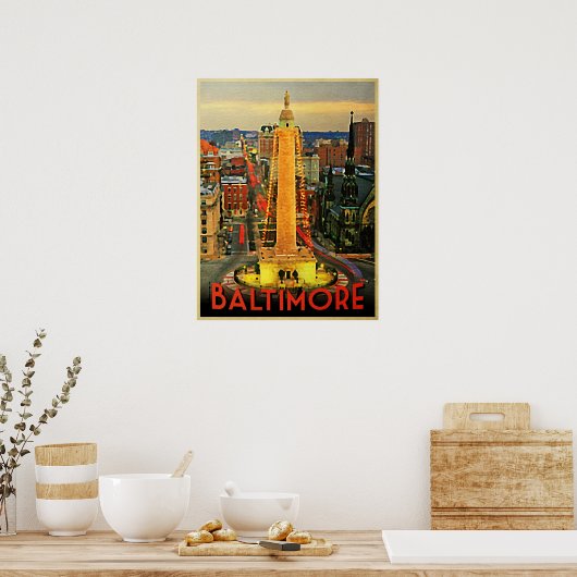 Vintage Baltimore in Dusk Poster (Keuken)