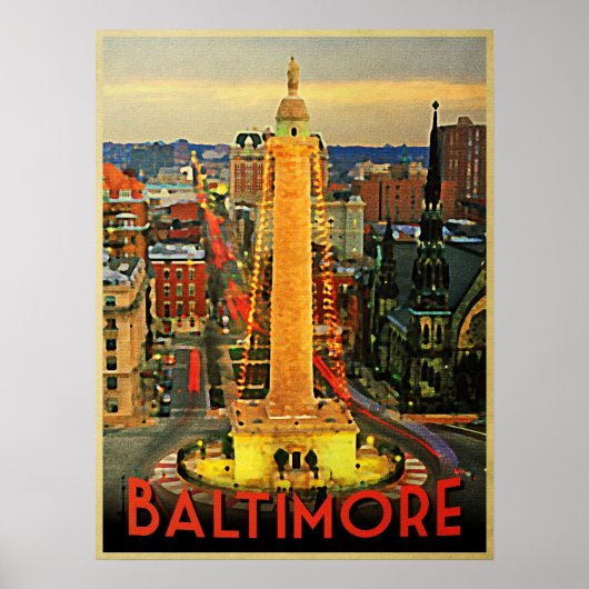 Vintage Baltimore in Dusk Poster (Voorkant)