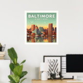 Vintage Baltimore Maryland Poster (Thuiskantoor)