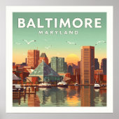 Vintage Baltimore Maryland Poster (Voorkant)