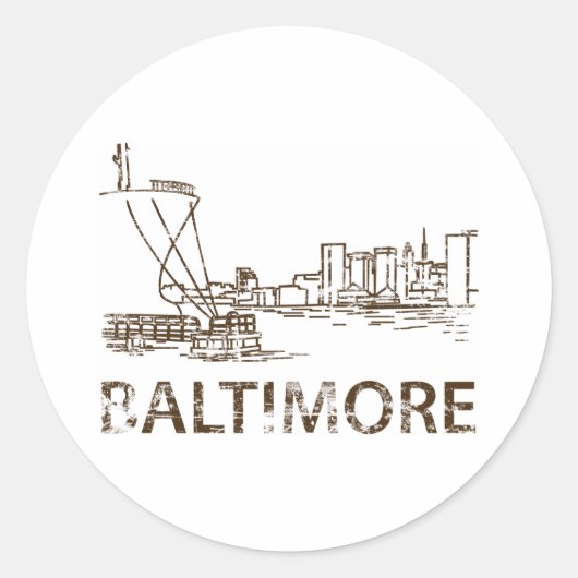 Vintage Baltimore Ronde Sticker (Voorkant)