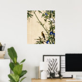 Vintage Bamboe en Blauwe Morgenstond Kunst Poster (Thuiskantoor)
