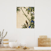 Vintage Bamboe en Blauwe Morgenstond Kunst Poster (Keuken)