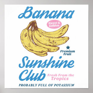 Vintage Banana Sunshine Club Keuken Poster