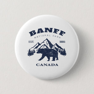 Vintage Banff National Park Canada Souvenir Wandel Ronde Button 5,7 Cm