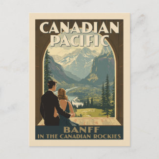 Vintage Banff Rockies Reisposter Art Deco Briefkaart