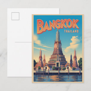 vintage Bangkok stad Wat Aru Thailand reizen cadea Briefkaart