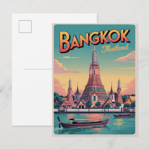 vintage Bangkok stad Wat Aru Thailand reizen cadea Briefkaart