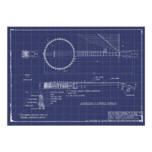 Vintage Banjo Blueprints Poster