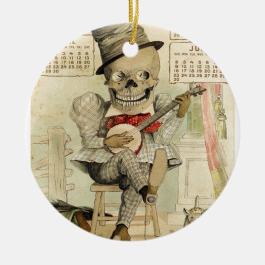 Vintage Banjo Palling Skeleton Keramisch Ornament (Voorkant)