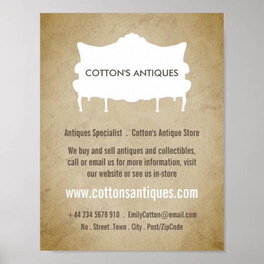 Vintage Bank, Vintage Papier, Antiquair, Winkel Poster (Voorkant)