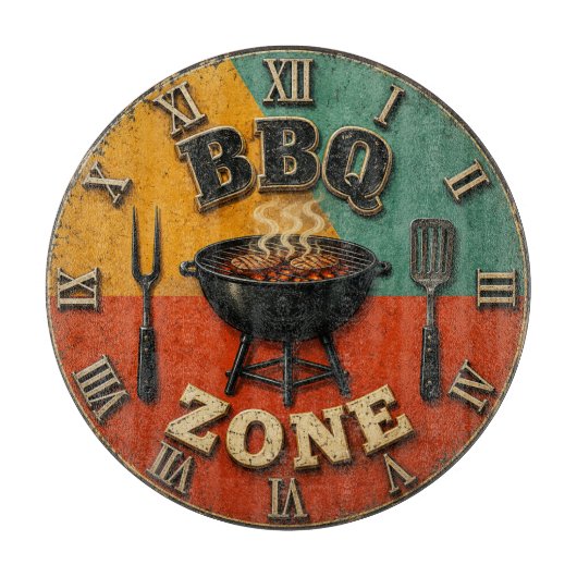 Vintage Barbecue Charcoal rill Master Gift Snijplank (Voorkant)