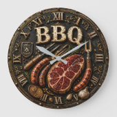 Vintage Barbecue Pitmaster Gift Sausage Kitchen  Grote Klok (Voorkant)
