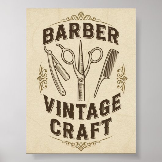Vintage Barber Shop Poster (Voorkant)