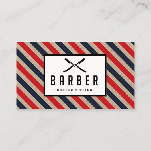 Vintage Barber Stripe Visitekaartje (Achterkant)
