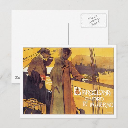 Vintage Barcelona Ciudad Briefkaart (Voorkant / Achterkant)