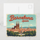Vintage Barcelona-sfeer Briefkaart (Voorkant / Achterkant)