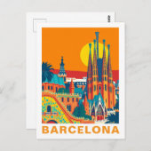 Vintage Barcelona Spain Travel Briefkaart (Voorkant / Achterkant)