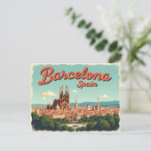 Vintage Barcelona Vibes Briefkaart (Staand voorkant)