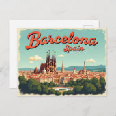Vintage Barcelona Vibes Briefkaart (Voorkant / Achterkant)