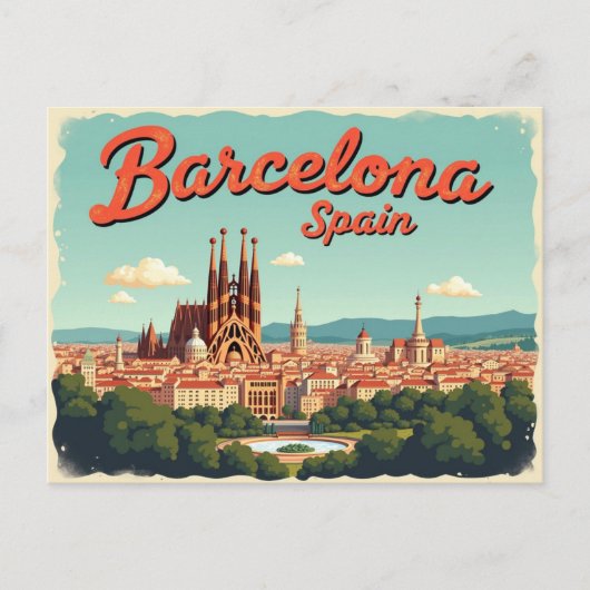 Vintage Barcelona Vibes Briefkaart (Voorkant)