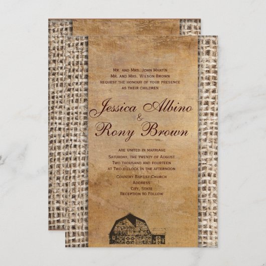 Vintage Barn Burlap in Oostenrijk Kaart (Voorkant / Achterkant)