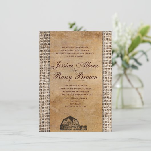 Vintage Barn Burlap in Oostenrijk Kaart (Staand voorkant)