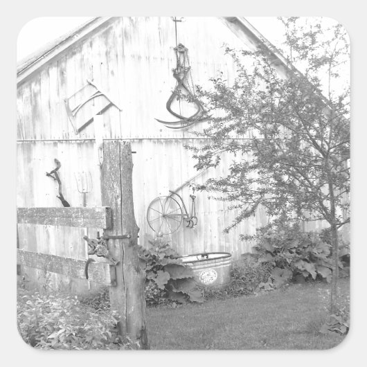 Vintage Barn Vierkante Sticker (Voorkant)