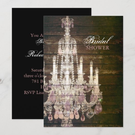 Vintage Barn Wood Chandelier vrijgezellenfeest Kaart (Voorkant / Achterkant)