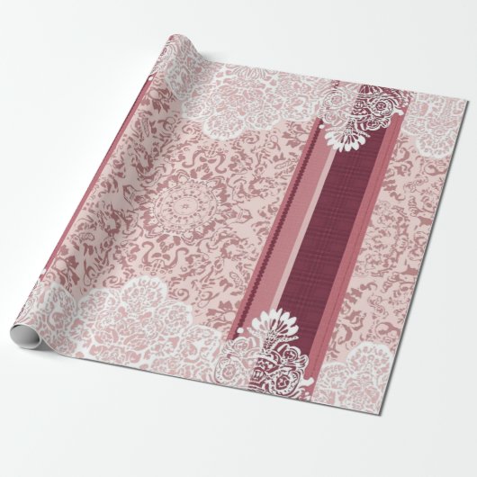 Vintage Barok Damast Cadeaupapier (Uitgerold)