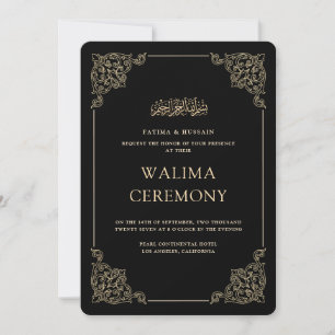 Vintage Barok Gouden Script Walima Ceremonie Kaart