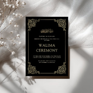 Vintage Barok Gouden Script Walima Ceremonie Kaart