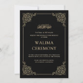 Vintage Barok Gouden Script Walima Ceremonie Kaart (Voorkant)