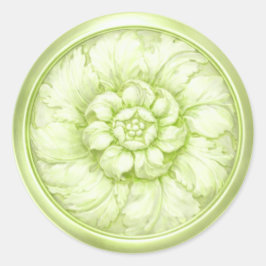 Vintage Barok Reliëf Look Groen 2 Ronde Sticker