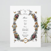 Vintage Barok Rococo Bloemrijke Cartouche Menu (Staand voorkant)