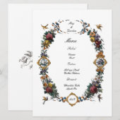 Vintage Barok Rococo Bloemrijke Cartouche Menu (Voorkant / Achterkant)
