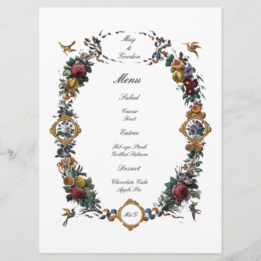 Vintage Barok Rococo Bloemrijke Cartouche Menu (Voorkant)