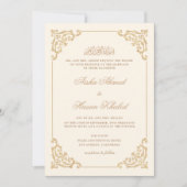 Vintage Barok Script Beige Crème Moslim Huwelijk Kaart (Voorkant)