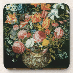 Vintage Barok Stilleven Bloemen in een Vaas Drankjes Onderzetter