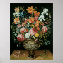Vintage Barok Stilleven Bloemen in een Vaas