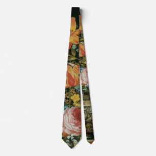 Vintage Barok Stilleven Bloemen in een Vaas Stropdas