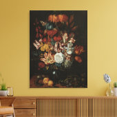 Vintage Barok, Stilleven Bloemen in Vaas Canvas Afdruk (Insitu (Woonkamer))