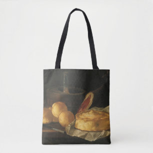 Vintage Barok Stilleven met Brood, Taart, Ham Tote Bag