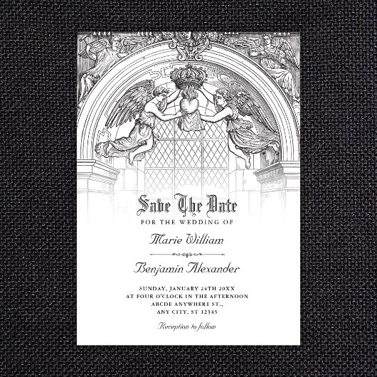 vintage barokboog save the date