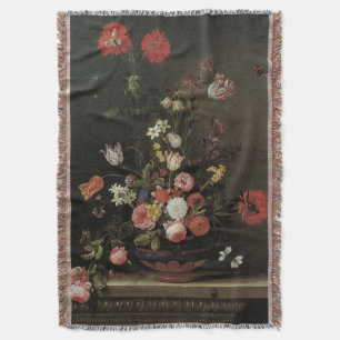 Vintage Barokke Bloemstilleven Bloemen in Vaas Deken